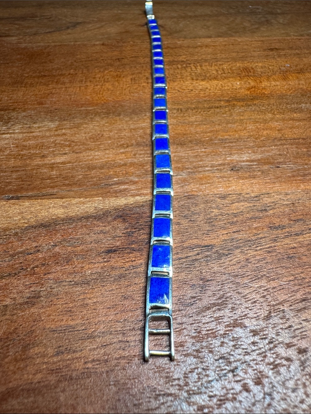 925 silver Sleek Blue Tile-Link Bracelet